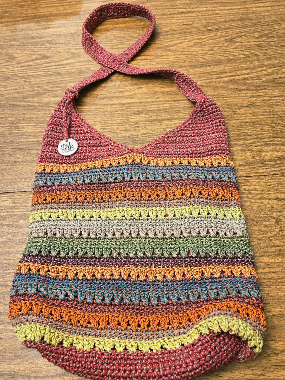 THE SAK Originals Multicolors Crochet Striped Tote/Shoulder Bag - Size Medium